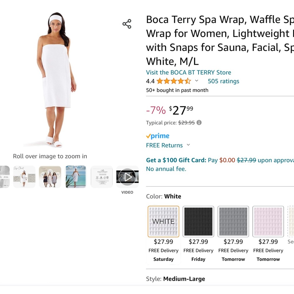 Boca Terry Spa Wrap, Waffle Spa Towel Wrap for Women, Lightweight Bath Wrap 🛀